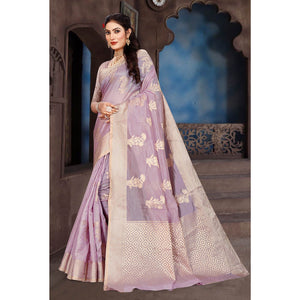 Light Purple Floral Woven Organza Saree