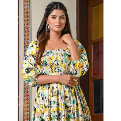 Multicolor Floral Printed Pure Cotton Dress