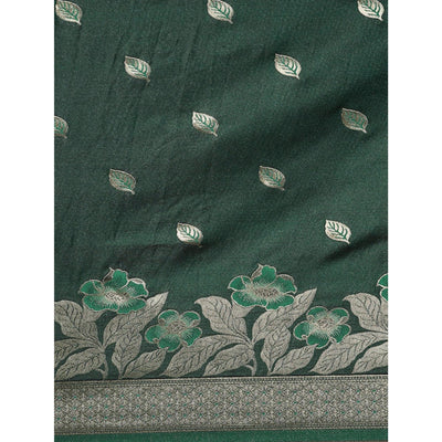 green-woven-kanjivaram-silk-saree-withtassels