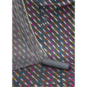 Grey Woven Organza Dress Material