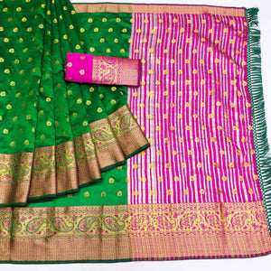 8-green-woven-jacquard-saree-with-tassels