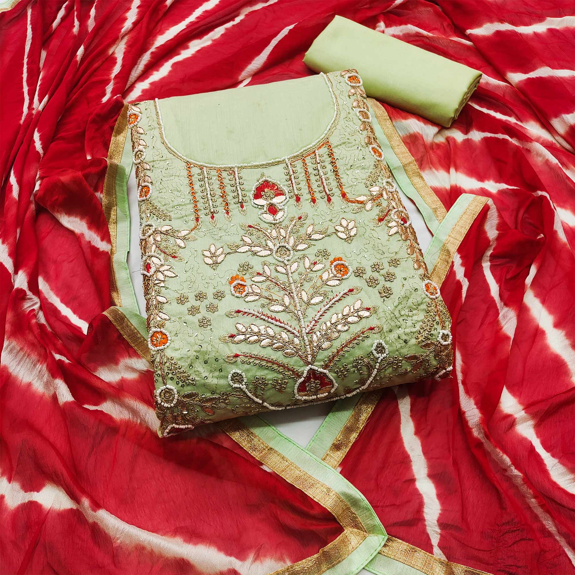 4-green-embroidered-chanderi-dress-material
