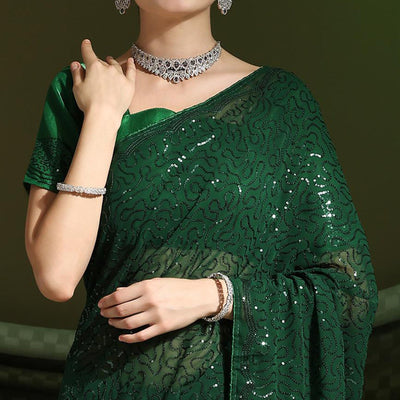 green-sequins-embroidered-georgette-saree