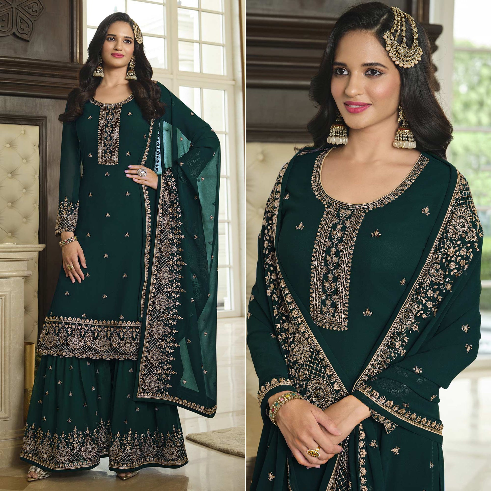 a-green-floral-embroidered-georgette-sharara-suit