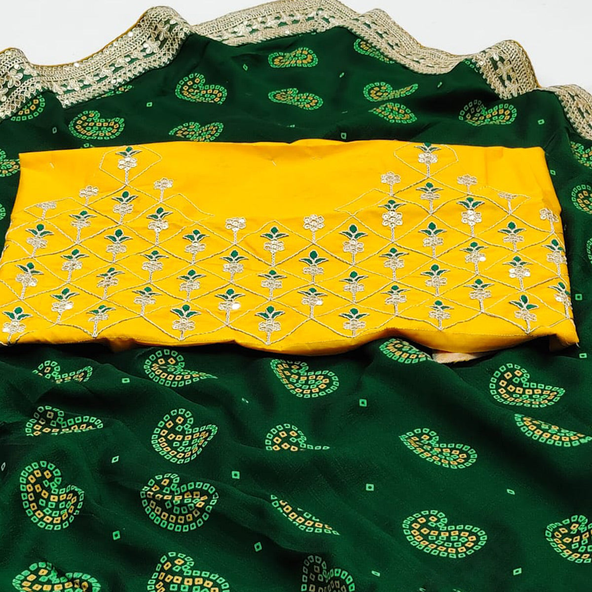green-bandhani-printed-with-sequins-embroidered-vichitra-silk-saree