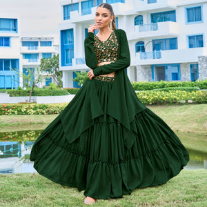 green-sequence-embroidered-georgette-lehenga-choli-with-shrug
