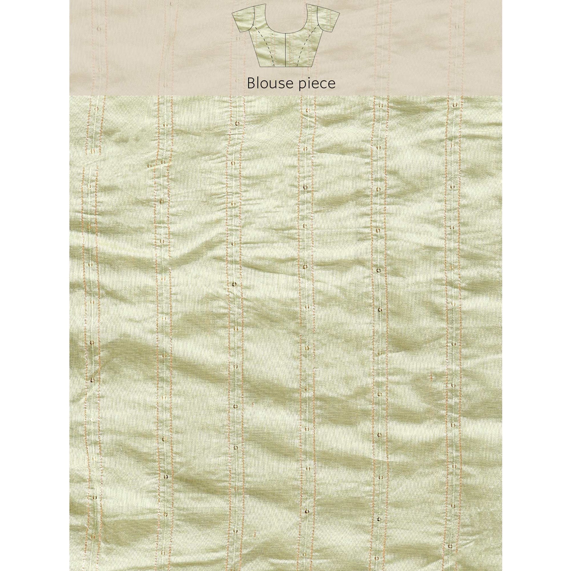 Light Green Foil Printed With Swarovski Chiffon Saree