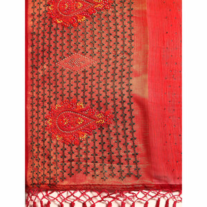 Maroon Swarovski With Embroidery Work Viscose Chiffon Saree