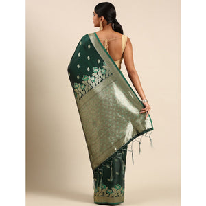 green-woven-kanjivaram-silk-saree-withtassels