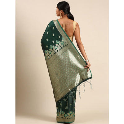 green-woven-kanjivaram-silk-saree-withtassels