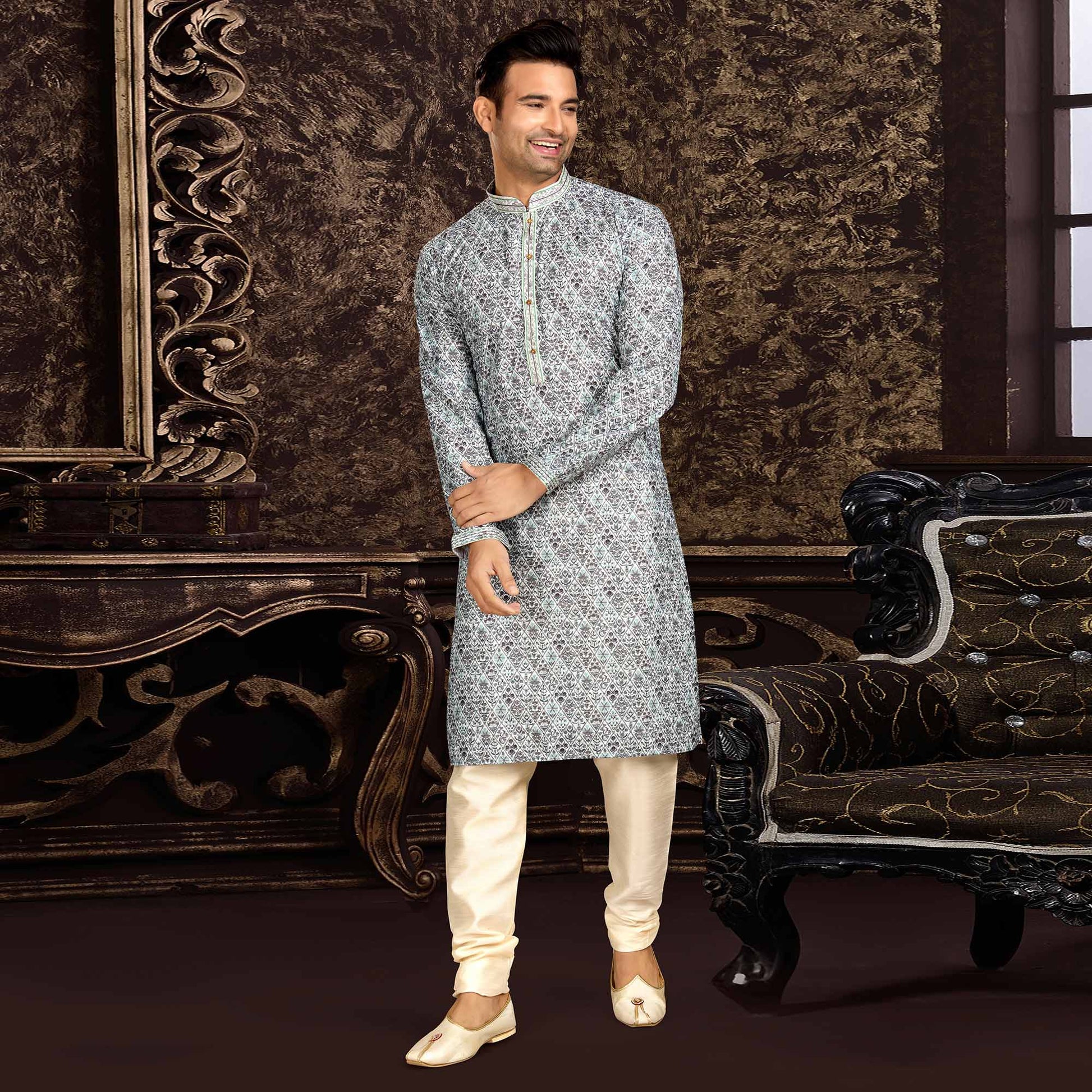 grey-lucknowi-and-digital-printed-cotton-kurta-pyjama-set-1