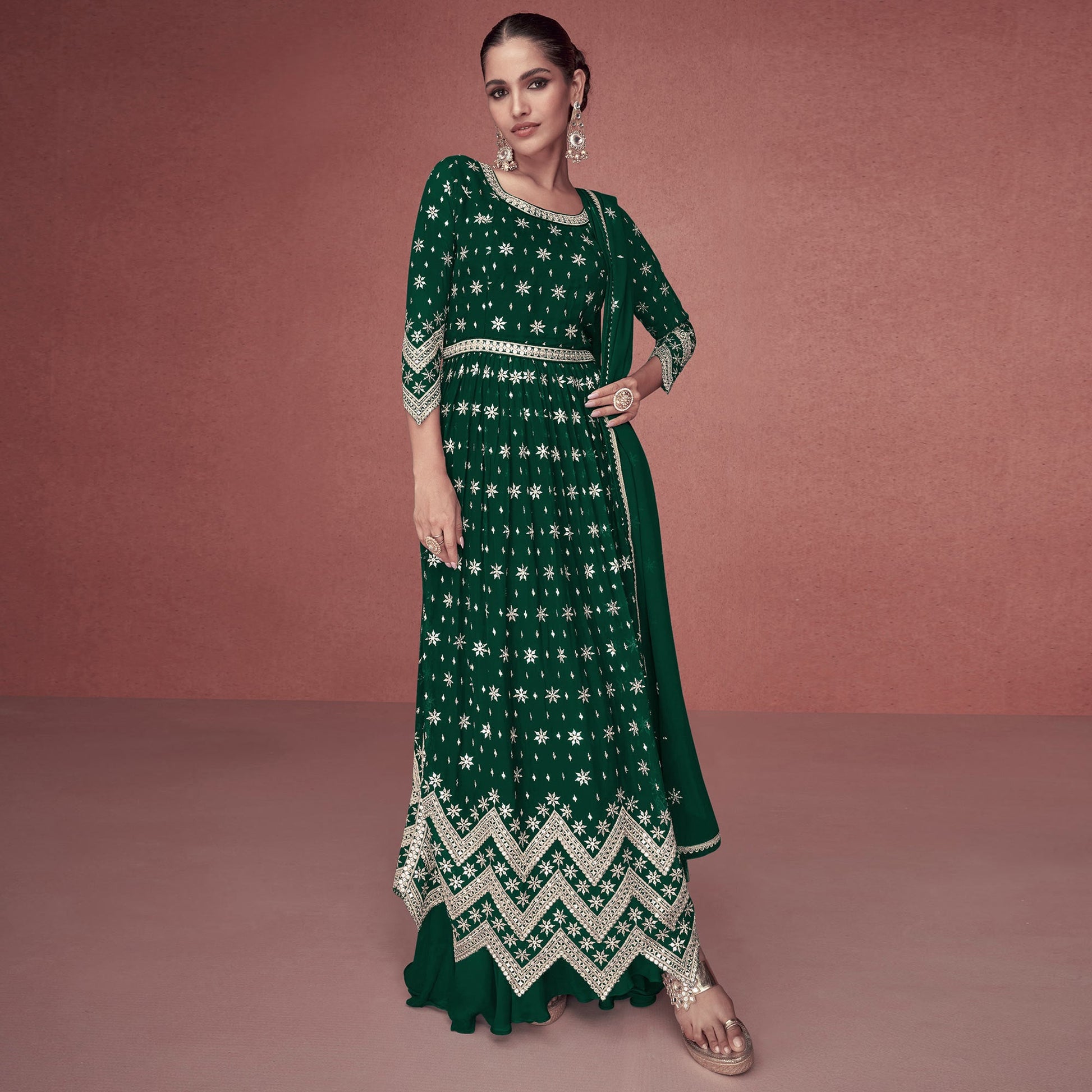 green-sequins-embroidered-georgette-semi-stitched-naira-cut-suit