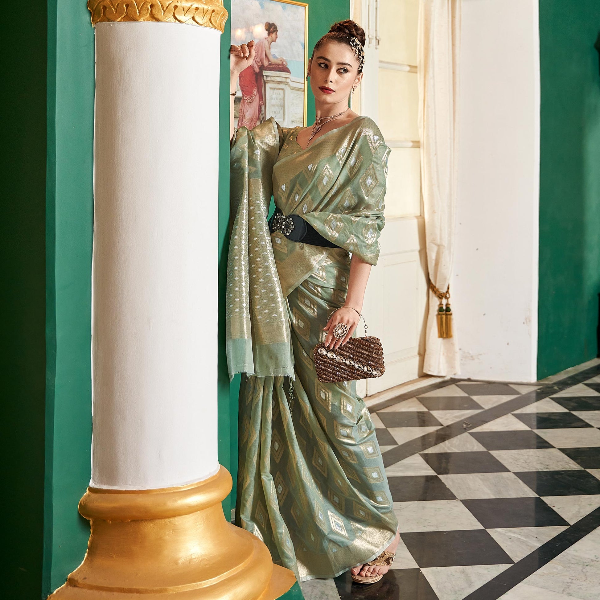 green-woven-cotton-silk-saree-6