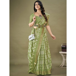 green-floral-printed-dola-silk-saree-1