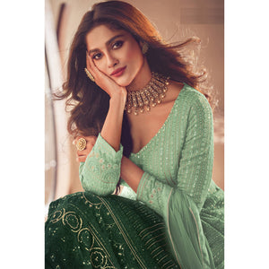 green-sequins-embroidered-georgette-front-slit-suit
