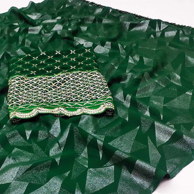 green-foil-printed-georgette-saree-2