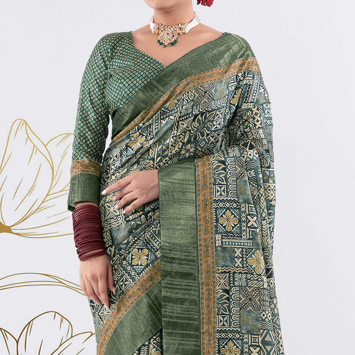 22-green-printed-art-silk-saree