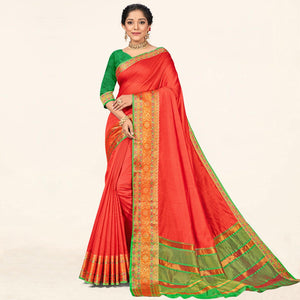 Gajari Pink Woven Cotton Saree