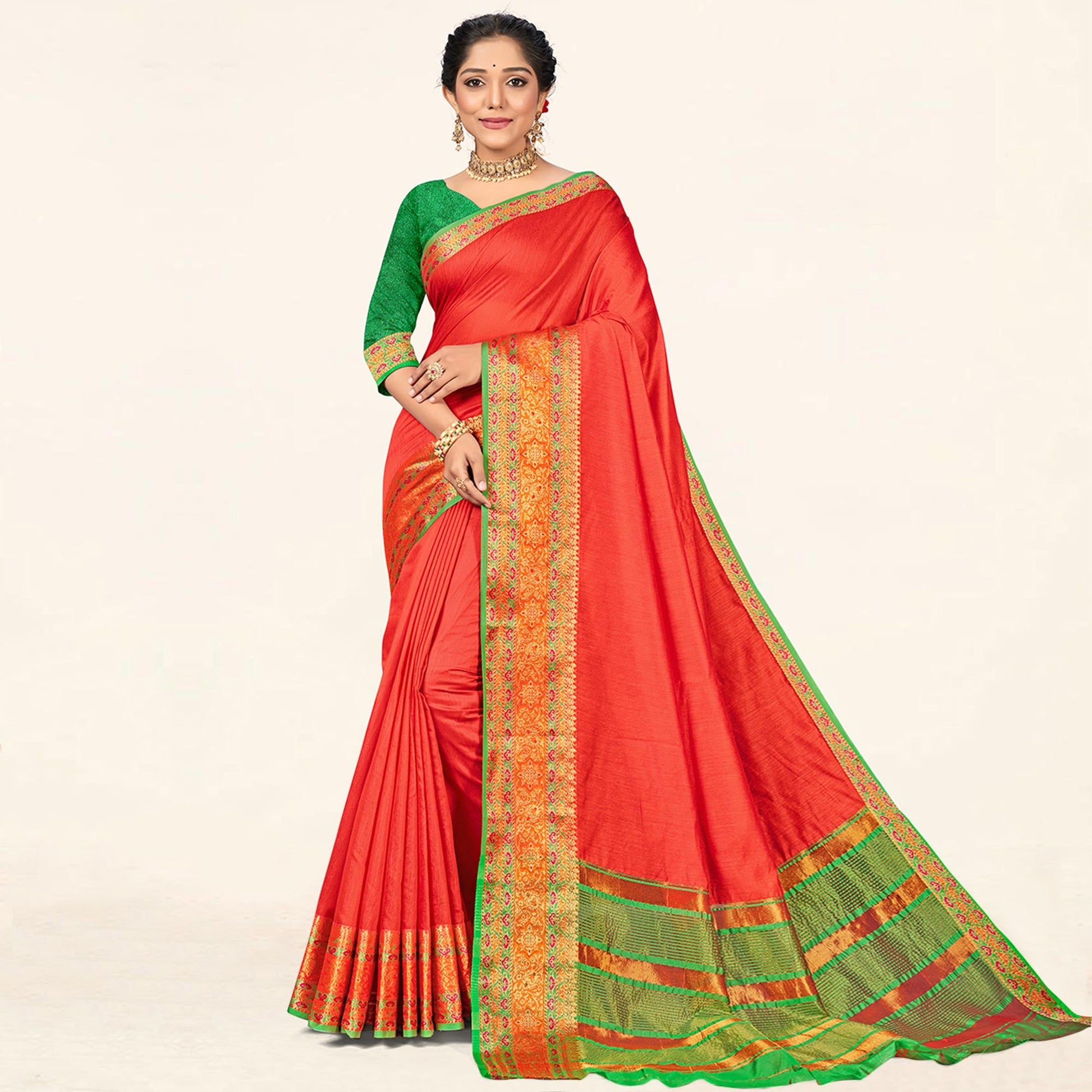 Gajari Pink Woven Cotton Saree