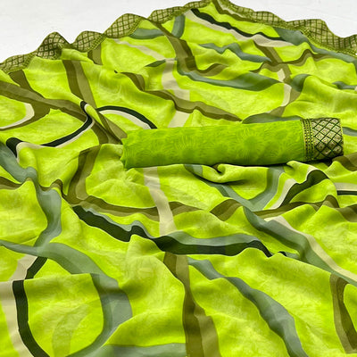 m-green-printed-georgette-saree