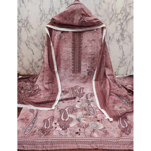 Mauve Digital Printed Muslin Dress Material