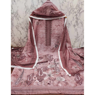 Mauve Digital Printed Muslin Dress Material