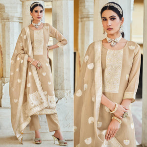 Light Brown Woven Pure Cotton Suit