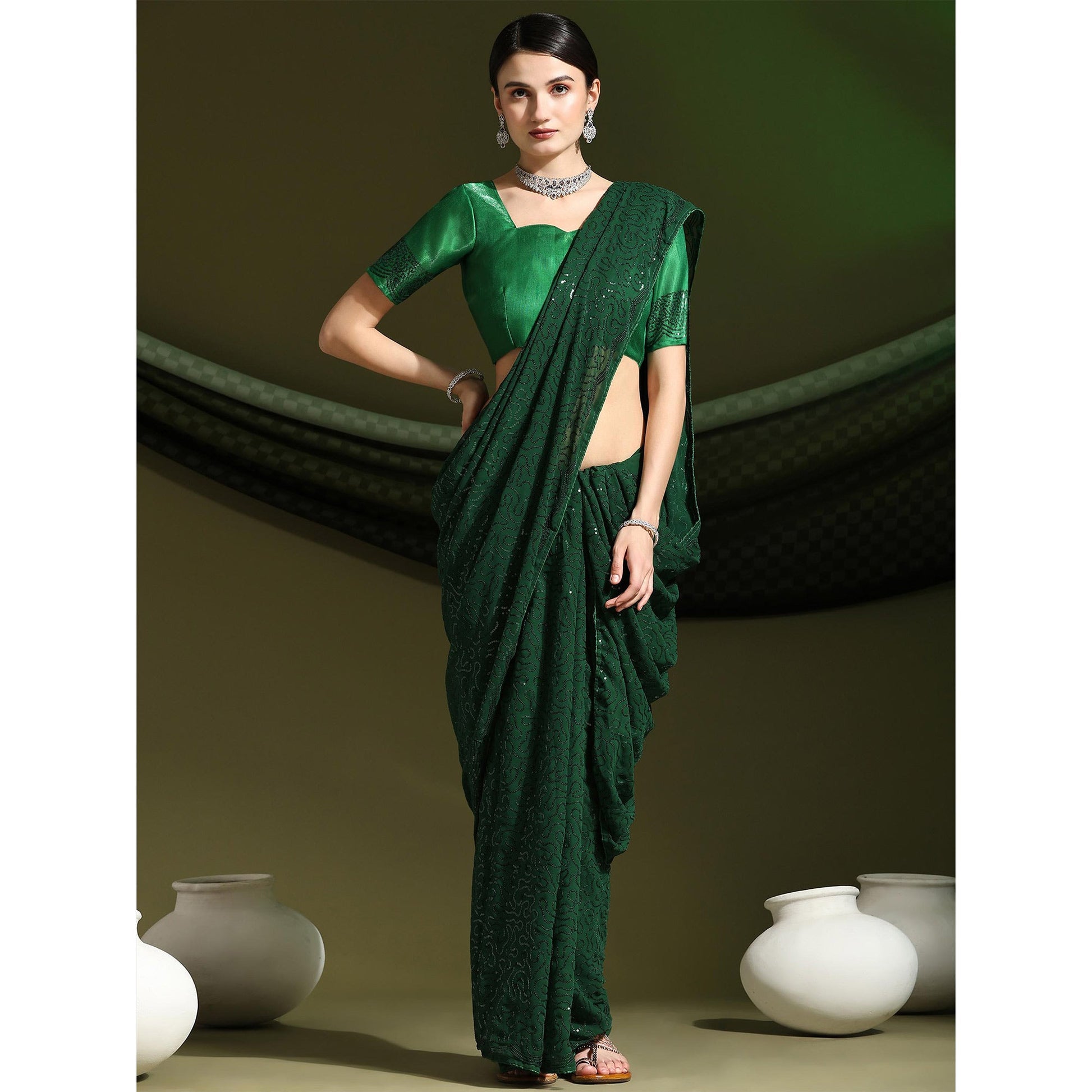 green-sequins-embroidered-georgette-saree