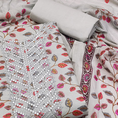 grey-floral-printed-mirror-work-pure-cotton-dress-material