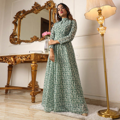 green-printed-georgette-gown