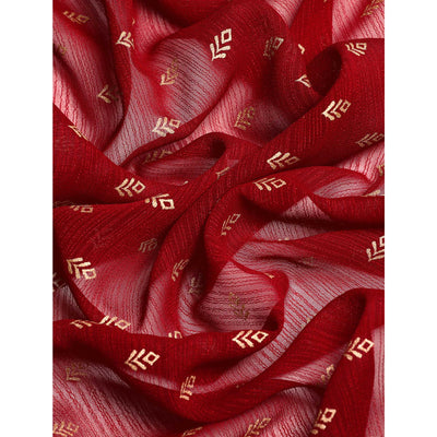 Maroon Foil Printed With Swarovski Zomato Silk Saree