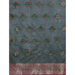 Grey Woven Organza Saree