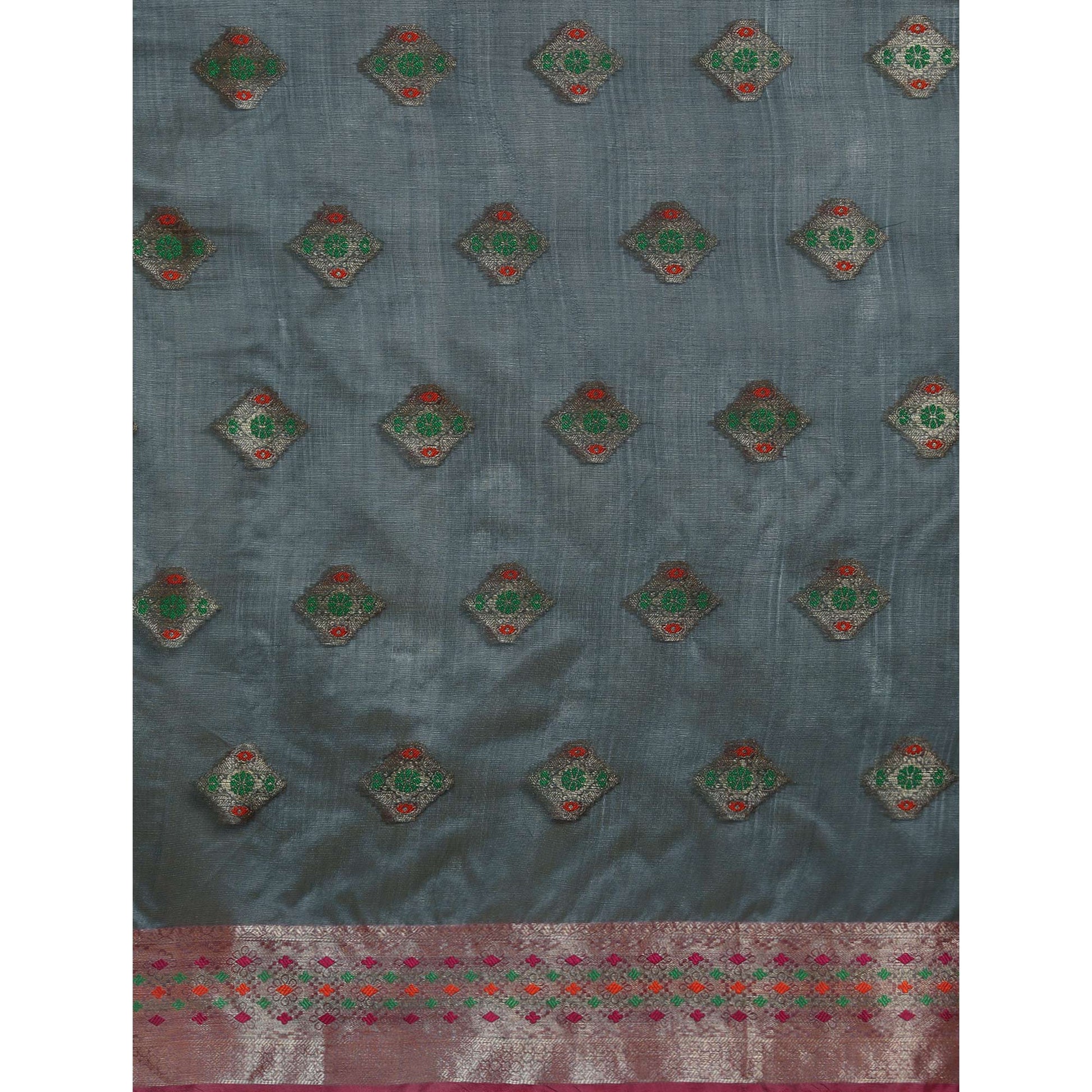 Grey Woven Organza Saree