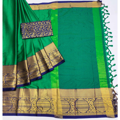 2-green-woven-cotton-silk-saree-with-tassels