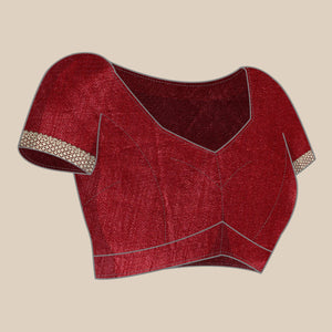 Maroon Solid Vichitra Silk Saree With Fancy Border