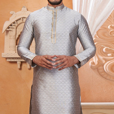 grey-embroidered-jacquard-kurta-pyjama-set