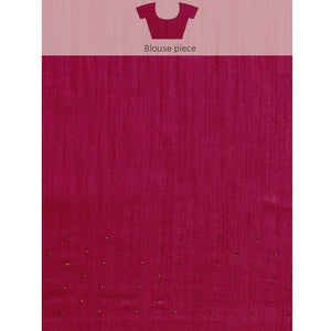 Magenta Purple Embroidered With Swarovski Work Viscose Saree
