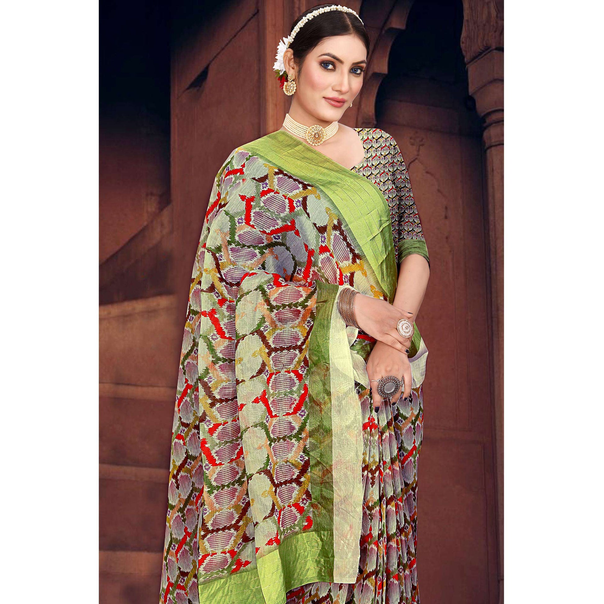 green-digital-printed-poly-cotton-saree-1