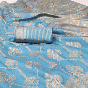 Blue Woven Jacquard Saree