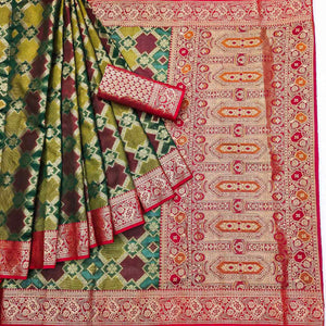 Multicolor Maroon Woven Cotton Silk Saree