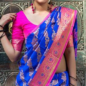 Blue Woven Banarasi Silk Saree