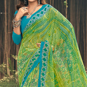 green-geometric-printed-georgette-saree-1