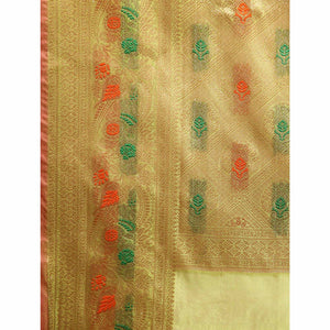 Mehendi Green Floral Woven Organza Silk Saree