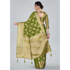 green-woven-organza-saree-with-tassels-2