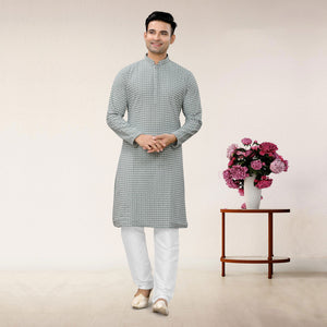 gray-lucknowi-embroidered-georgette-kurta-pyjama-set