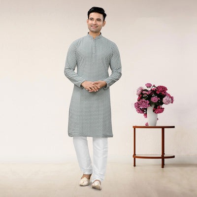 gray-lucknowi-embroidered-georgette-kurta-pyjama-set