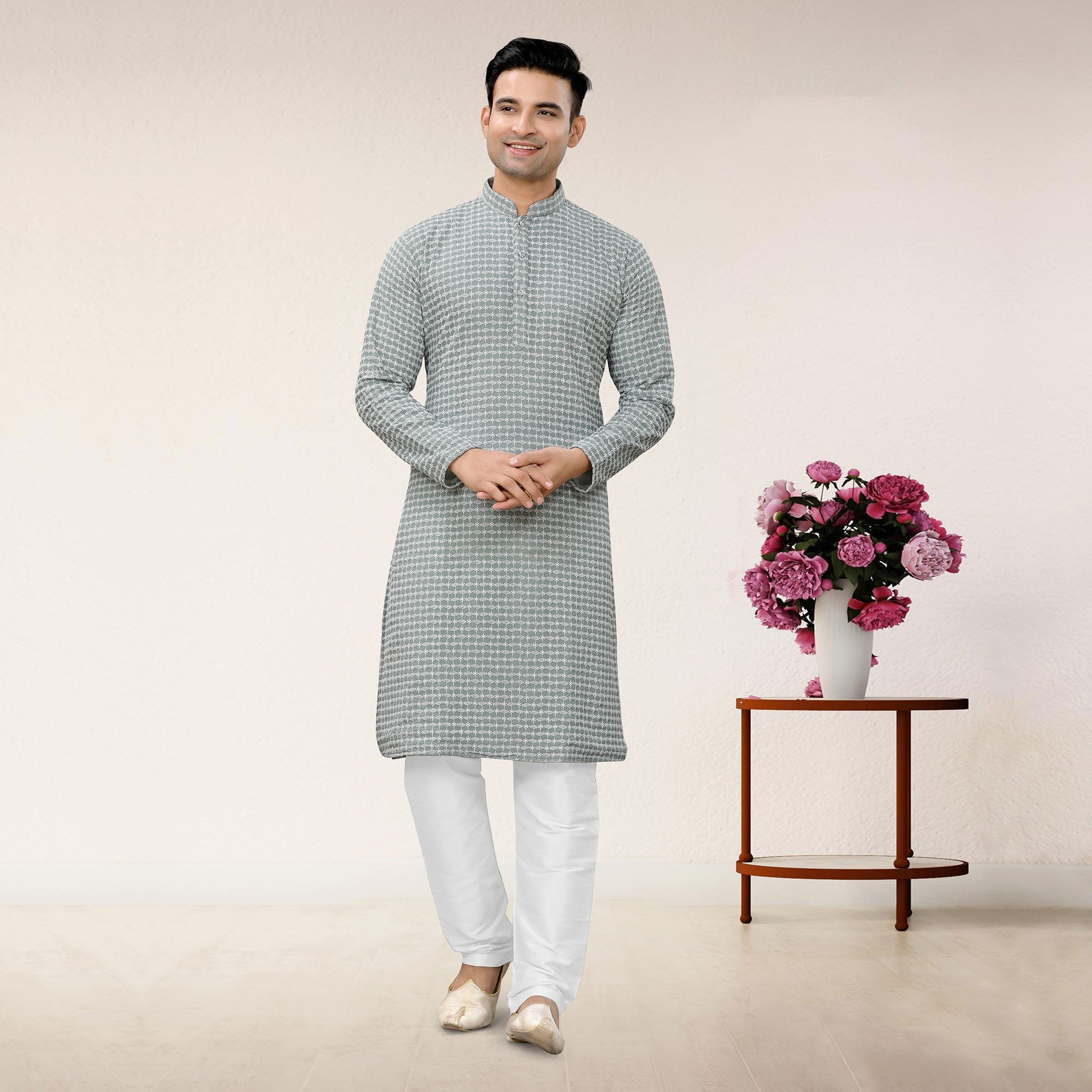 gray-lucknowi-embroidered-georgette-kurta-pyjama-set