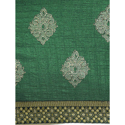 green-floral-foil-printed-vichitra-silk-saree