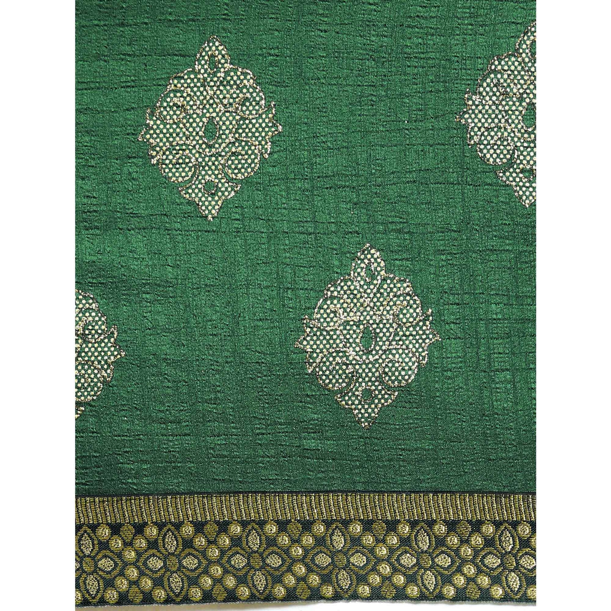 green-floral-foil-printed-vichitra-silk-saree