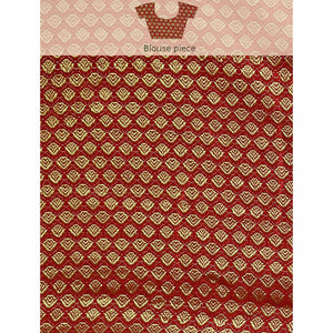 Maroon Foil Printed With Swarovski Vichitra Silk Saree